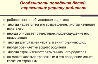 На фото описание: Особенности поведения большинства детей, что они переживают при утрате своих родителей или одного из них.